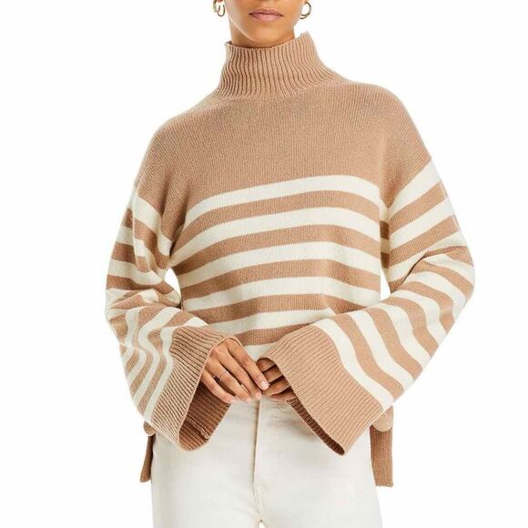 Theory Felted Wool Blend Ribbed Trim Mock Turtleneck Sweater Size Large - Picture 7 of 11